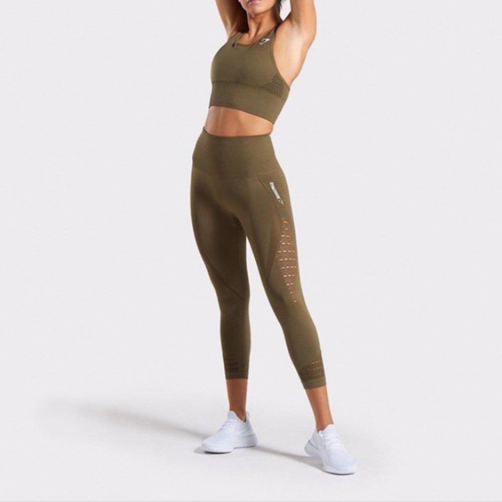 Gymshark Energy Seamless Cropped Leggings - Khaki